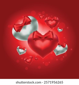 Valentine's day banner template with Heart , text Love  3D Icons. Vector of poster or banner for Valentine's day.