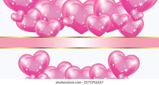 Valentine's day banner template with Heart , text Love  3D Icons. Vector of poster or banner for Valentine's day.