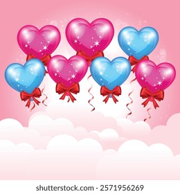 Valentine's day banner template with Heart , text Love  3D Icons. Vector of poster or banner for Valentine's day.