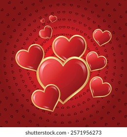 Valentine's day banner template with Heart , text Love  3D Icons. Vector of poster or banner for Valentine's day.