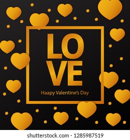 Valentine's day banner template. Illustration of golden hearth shape elegant luxury ceremony. Vector