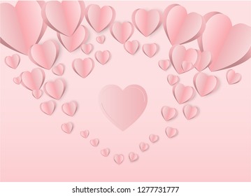 Valentine's day banner template. Pink heart with lettering, isolated on pink background. Valentines Heart sale tags. Shop market poster design