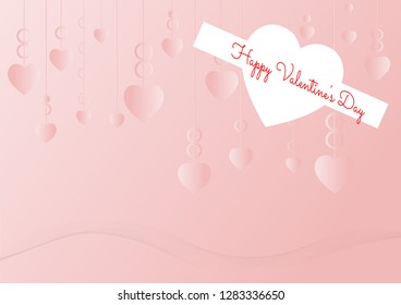Valentine's day banner template. Pink heart with lettering, isolated on pink background. Valentines Heart sale tags. Shop market poster design