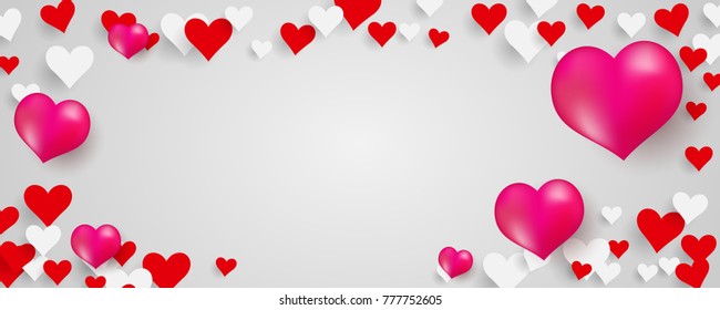 Valentines Day Banner Template Pink Heart Stock Vector (Royalty Free ...