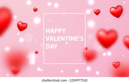 Valentine's day, banner template. red heart with lettering on background. tags poster design Vector brochure.