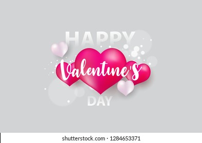 Valentine's day, banner template. red heart with lettering on background. tags poster design Vector brochure.