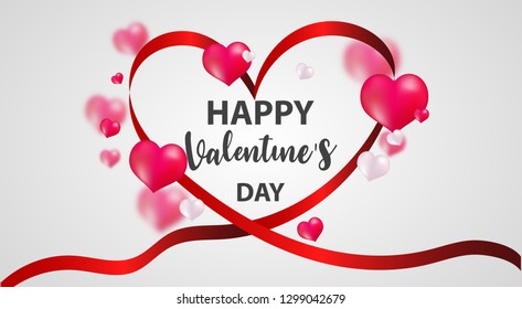 Valentine's day, banner template. red heart with lettering on background. tags poster design Vector brochure.