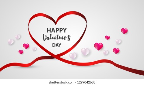 Valentine's day, banner template. red heart with lettering on background. tags poster design Vector brochure.