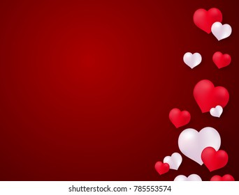 Valentine's day, banner template. red and White heart with lettering on background. tags poster design Vector brochure.