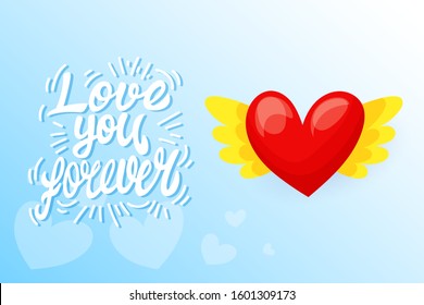 Valentine's day banner template. Romantic composition. Vector illustration for your design.