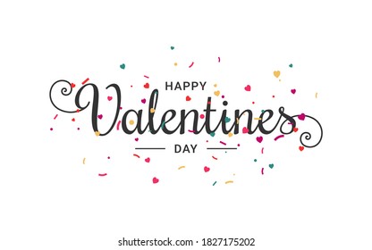 Valentines day banner. Valentine lettering with confetti on white background