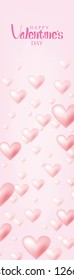 Valentine's Day Banner Vector Design. Happy Valentine's Day with Flying Pink Hearts Isolated in Pink Background