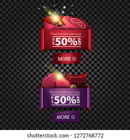 Valentine's Day banners with button and gifts