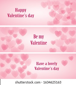 Valentine's day  banners with hearts on pink background