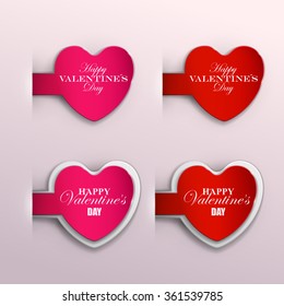 Valentine`s day banners set. Vector illustration.
