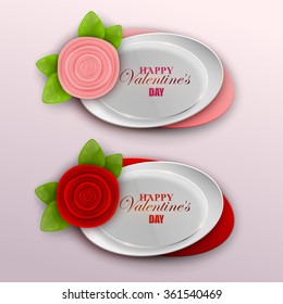 Valentine`s day banners set. Vector illustration.