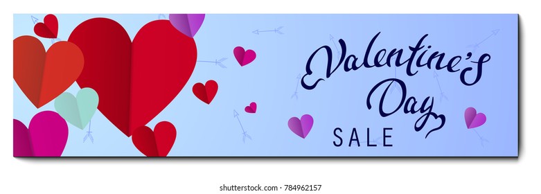 Valentine's day banners. Shiny hearts and light vector background eps10