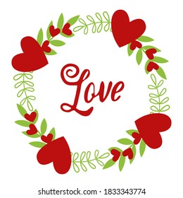 Valentine's Day banners and stickers set. Cute labels, tags, posters design. Vector illustration. Circle, rectangular composition. Cartoon hearts, stars, polar bear, birds