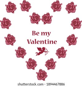 Valentine's Day, Be my valentine, Heart, Roses, Eros' Arrow