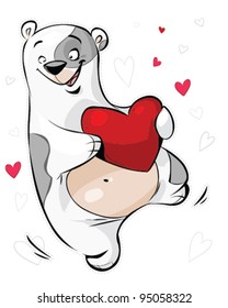 Valentines day bear dancing with heart