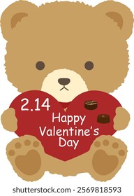 Valentine's day Bear has big heart that is written character.
