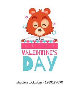 Valentine's day bear in love background	