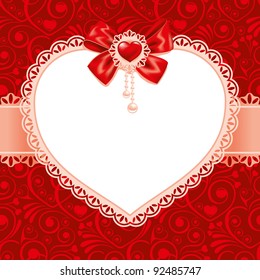 Valentines Day beautiful background  with ornaments and heart. Place for your text.