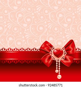 Valentines Day beautiful background  with ornaments and heart. Place for your text.