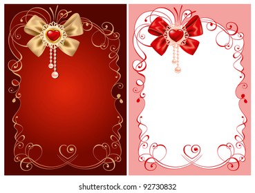 Valentines Day beautiful background  with ornaments and heart. Place for your text.