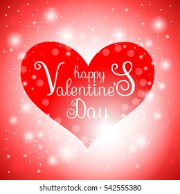 Valentine's Day beautiful red design with hearts on luminous background with bokeh