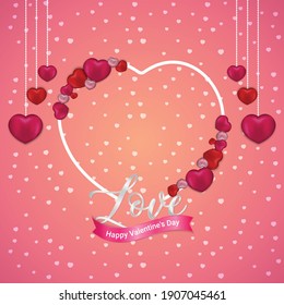 Valentines day beautiful vector illustration with heart love concept