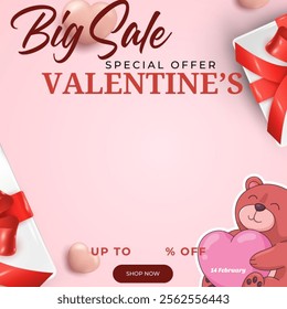 Valentine's day Bid sale offer. New special offer Eps file.