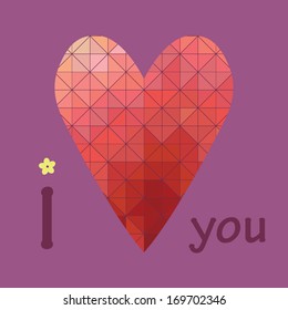 Valentine's Day. Big red heart. Declaration of love. Vector "I love you".