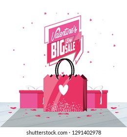 valentines day big sale with bag shopping and gift