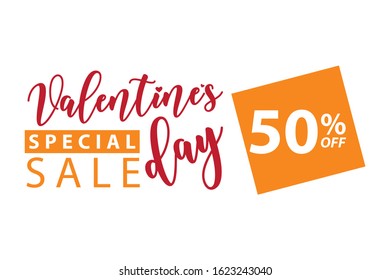 Valentine's day big sale banner design template and special offer, Label for online or retail shop. Valentines day special offer background. 50% offer.