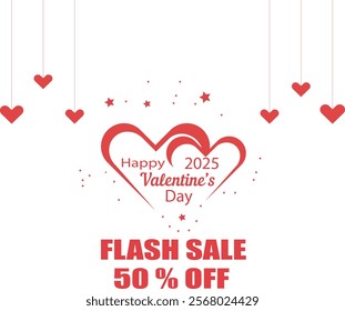 Valentine's Day Big Sale banner design template with special offers and clearance. Perfect for online or retail shops, featuring romantic elements ( 30%)(50%)(80%)(90%) flash sale banner valentine day