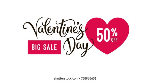 Valentine's day big sale banner design template and special offer, clearance vector Illustration. Label for online or retail shop. Valentines day special offer background. EPS 10