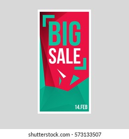 Valentine's day big sale card. Vector illustration.