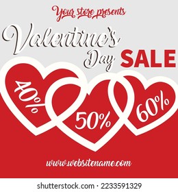 Valentine's day big sale flyer poster social media post design