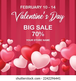 Valentine's day big sale  flyer poster social media post design