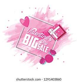 valentines day big sale with heart and icons