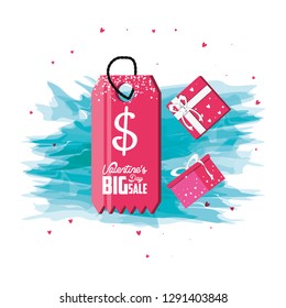 valentines day big sale with tag and gifts