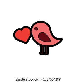 valentines day bird with heart in beak lovely