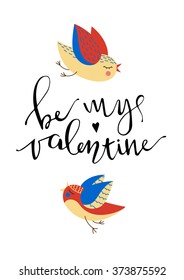Valentine's day birds postcard