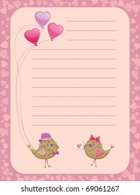 Valentine's day birds sharing presents notepad