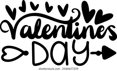 valentines day black vector graphic design and cut file