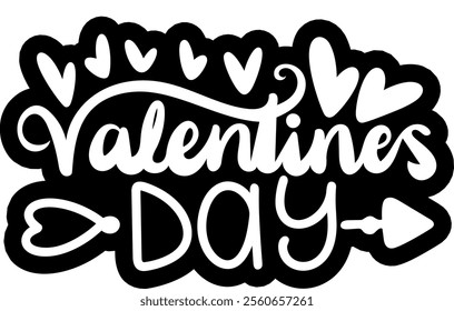 valentines day black vector graphic design and cut file