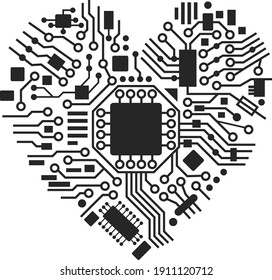 Valentines day black and white cyber heart