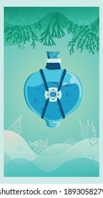 Valentine's day blue sea potion enchanted bottle