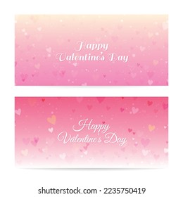 Valentine's Day blurred banners with hearts and bokeh lights